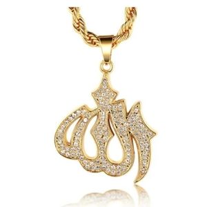 Muslim Jewelry Gold Allah Necklace Diamond Chain